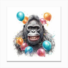 Gorilla With Balloons 2 Canvas Print