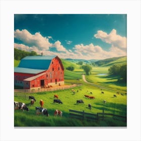 Red Barn In The Countryside Canvas Print