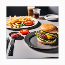 Hamburger And Fries 4 Canvas Print