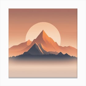Misty mountains background in orange tone 84 Canvas Print
