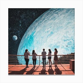 People Looking At A Planet Canvas Print