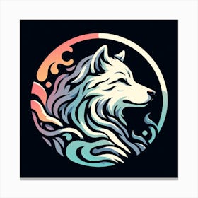 Wolf In The Water Canvas Print