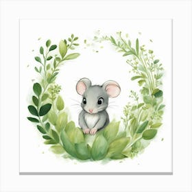 Mouse In A Wreath Canvas Print