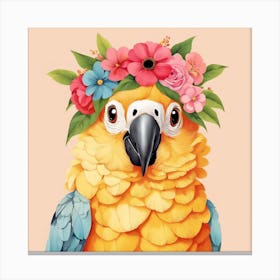 Floral Baby Parrot Nursery Illustration (33) Canvas Print