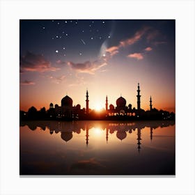 Sunset With Mosques Canvas Print