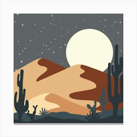 Desert Landscape At Night Canvas Print