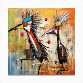 Abstract Crazy Whimsical Birds 3 Canvas Print