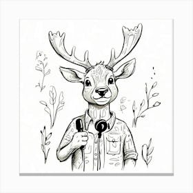 Deer With A Microphone Canvas Print