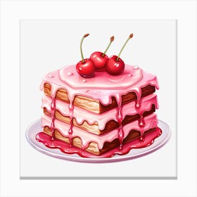 Cake With Cherries 2 Canvas Print