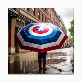 Captain America Umbrella Canvas Print