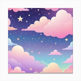 Sky With Twinkling Stars In Pastel Colors Square Composition 92 Canvas Print