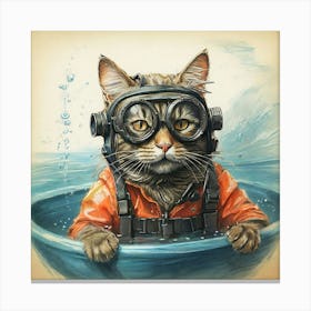 Scuba Cat 2 Canvas Print