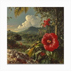 Red Hibiscus Art Canvas Print