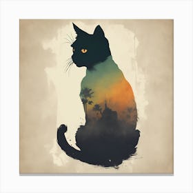 Cat At Sunset Canvas Print