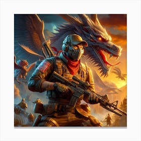 Soldier and Dragon Canvas Print