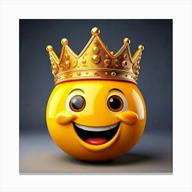 Firefly 3d Smiley Face Emoji With Gold Crown On Gray Background 69084 Canvas Print