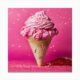 Pink Ice Cream Cone 1 Canvas Print