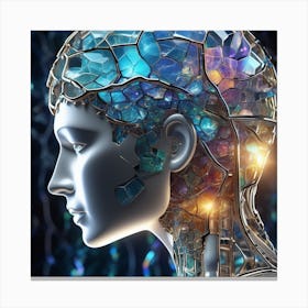 3d Rendering Of A Woman'S Head Canvas Print