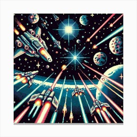 8-bit space battle Canvas Print