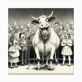 Cow On Stage Canvas Print