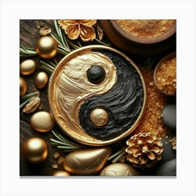 Golden Yin Yang Canvas Print