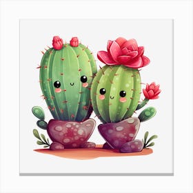 Kawaii Cactus 1 Canvas Print