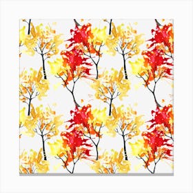 Autumn Leaves Watercolor Painting Illustration Tree Canvas Print