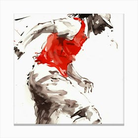 Soccer Player In Red Shirt Canvas Print