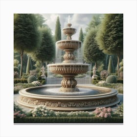 Fountain In The Garden Canvas Print