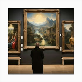 Man Looking At Paintings Art print paintings Canvas Print