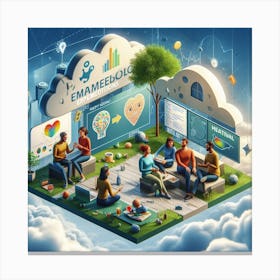 3d Rendering Of People In The Cloud Canvas Print