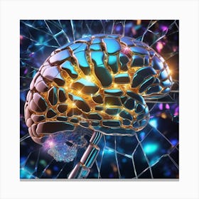 Artificial Intelligence Brain In Close Up Broken Glass Effect No Background Stunning Something T (42) Canvas Print