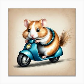 Hamster On A Scooter Canvas Print