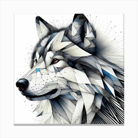 Wolf - Abstract Line Art Illustration 270 Canvas Print