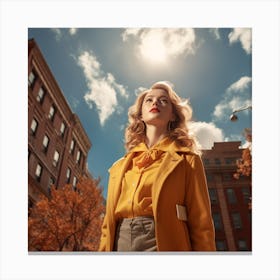 Woman In A Yellow Coat Canvas Print