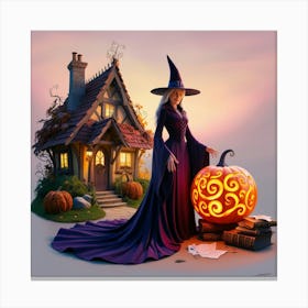 Witch With Pumpkin 1 Canvas Print