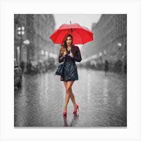 Beautiful Woman In Rain 1 Canvas Print