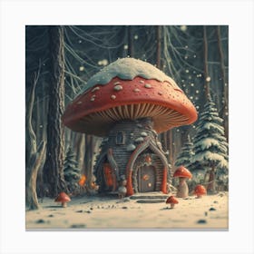 Red mushroom shaped like a hut 8 Canvas Print