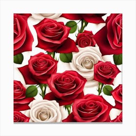 Red Roses Seamless Pattern Canvas Print