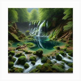 Waterfall In The Forest 10 Canvas Print