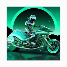 Green Motorcycle Canvas Print