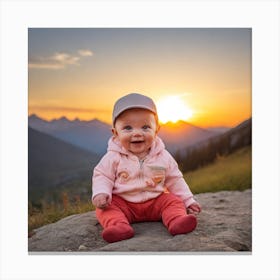 Sunset Baby Portrait Canvas Print