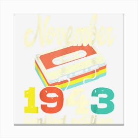 79th Birthday November 1943 Retro Cassette Limited Edition Canvas Print