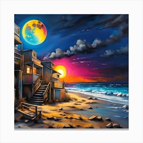 Moonlight Magic Over The Beach 1 Canvas Print