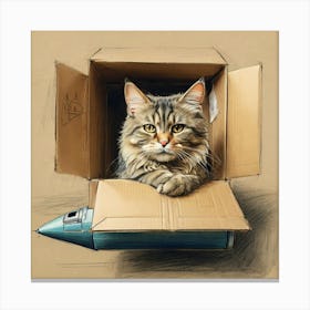 Cat In A Box 25 Canvas Print