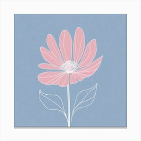 A White And Pink Flower In Minimalist Style Square Composition 192 Canvas Print