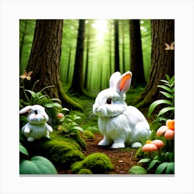 Rabbits In The Forest Canvas Print