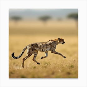 A Graceful Cheetah Sprinting Across The Savannah 2 Canvas Print