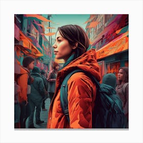 Girl In The Orange Jacket Canvas Print