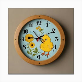 Chick Wall Clock 1 Canvas Print